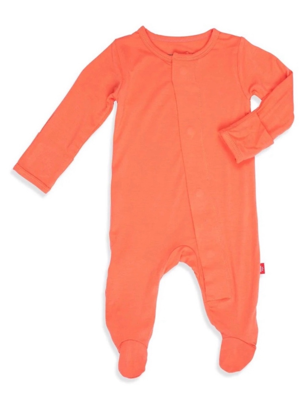 Magnetic Me Coral Orange Long-Sleeve Footed One-Piece